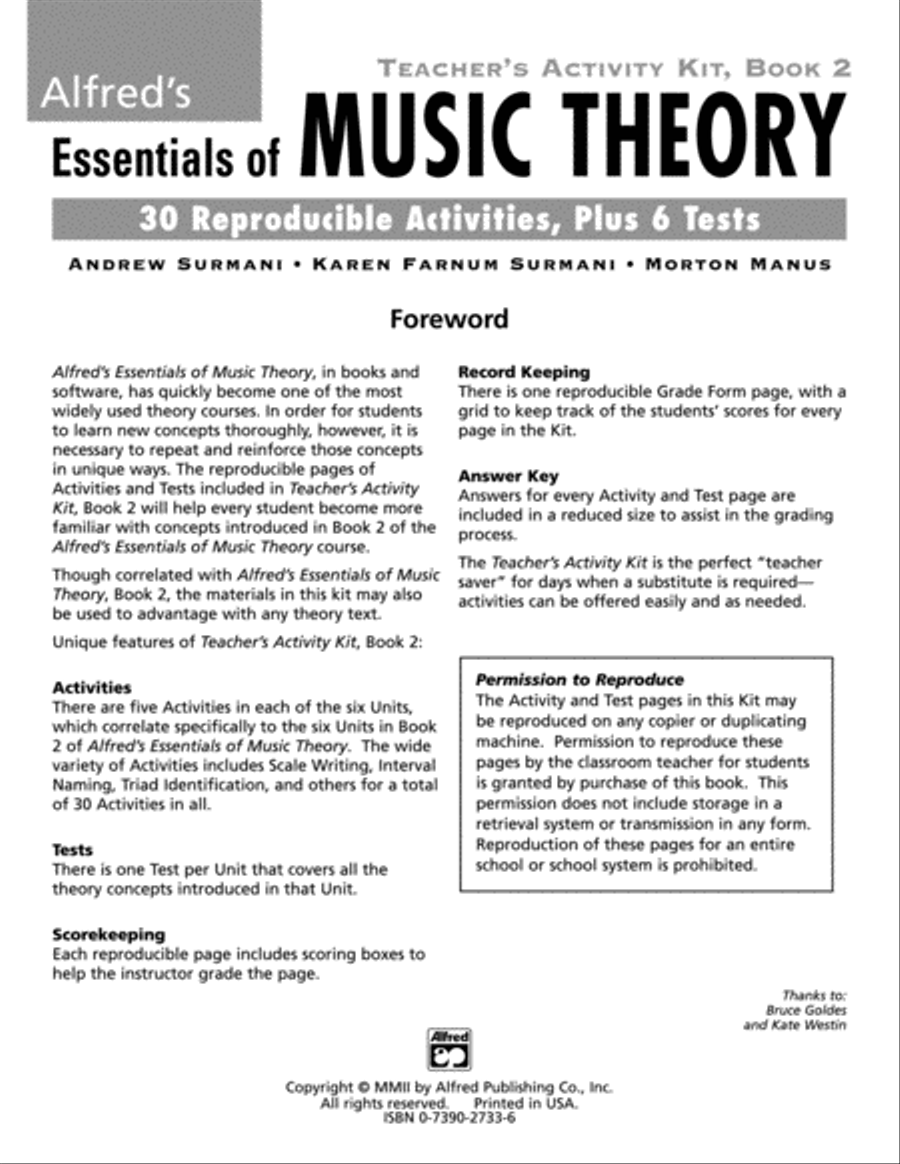 Alfred's Essentials of Music Theory, Book 2 Activity Books scores gallery preview page 2