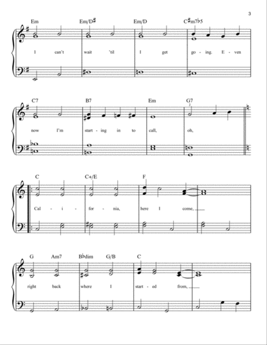California, Here I Come California, Here I Come Easy Piano scores gallery preview page 3