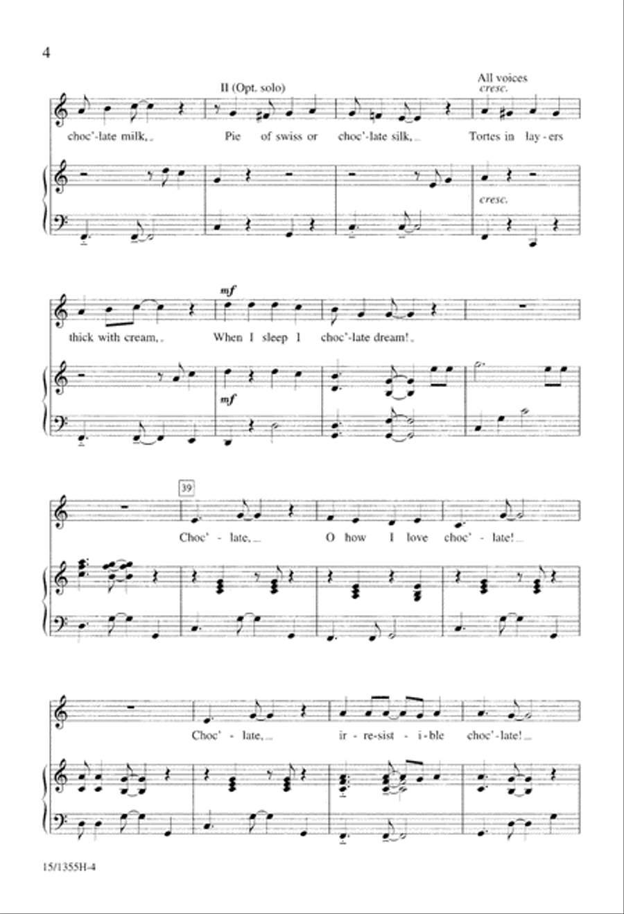 I Love Chocolate Unison Choir scores gallery preview page 5
