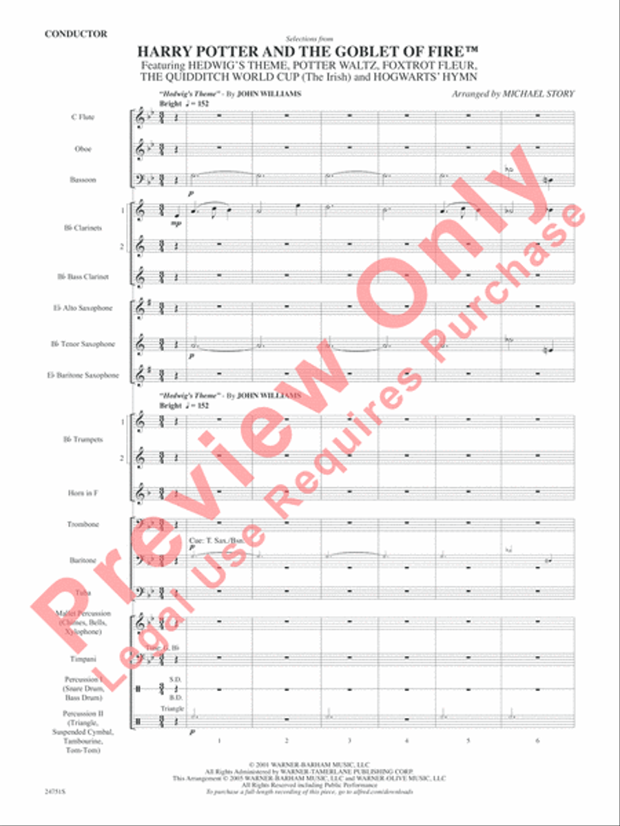 Harry Potter and the Goblet of Fire, Selections from Concert Band scores gallery preview page 4