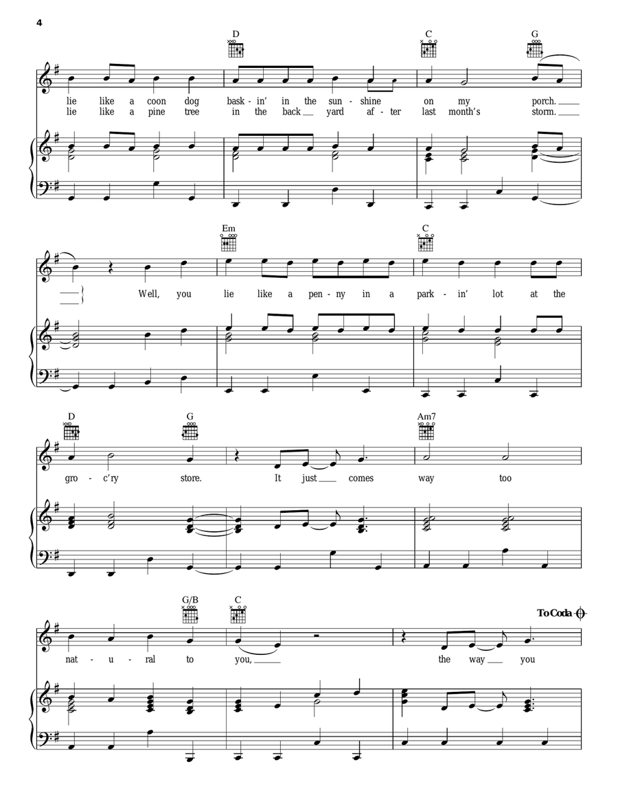 You Lie Piano, Vocal, Guitar scores gallery preview page 4