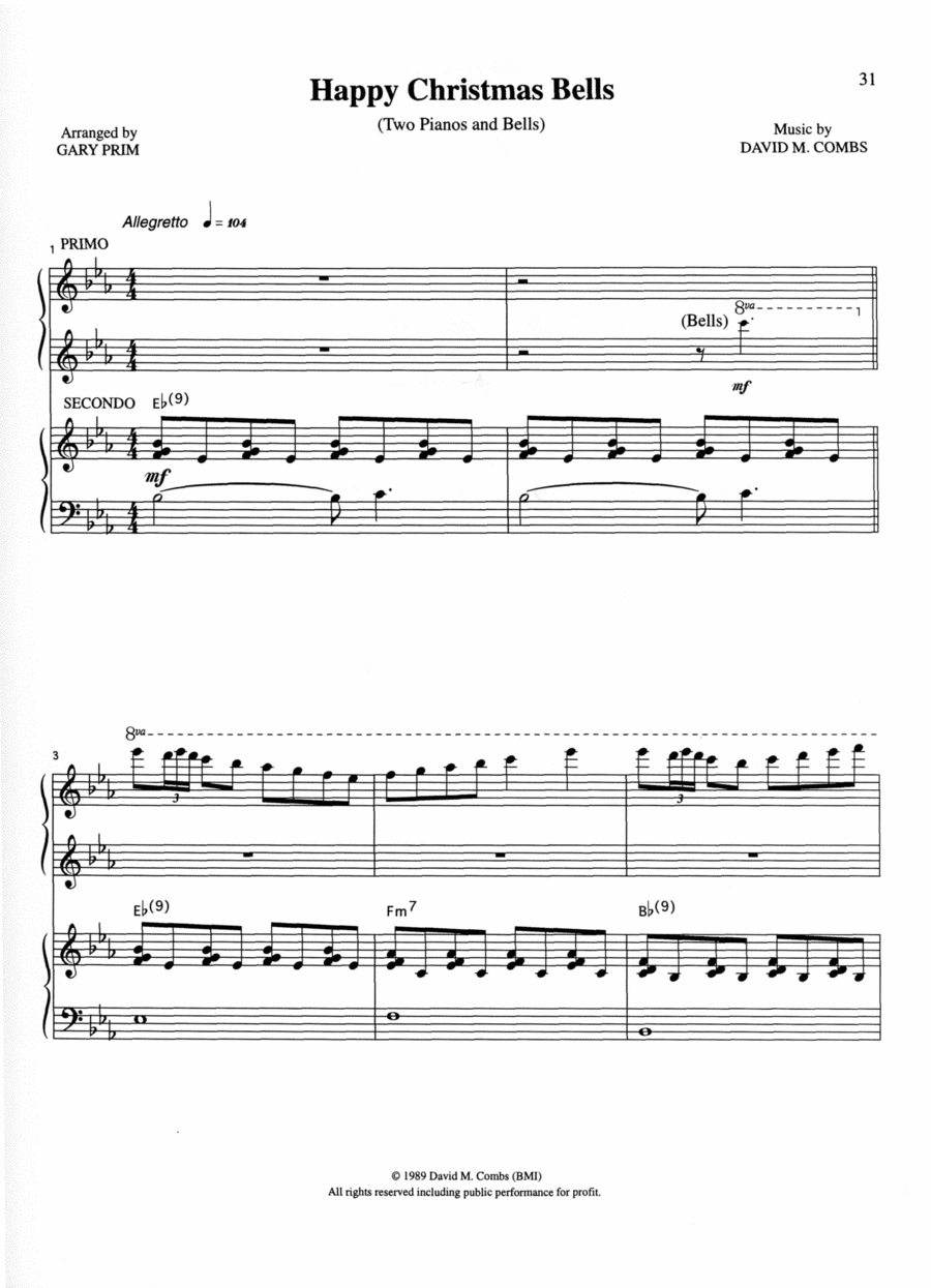Happy Christmas Bells 2 Pianos, 4-Hands scores gallery preview page 1