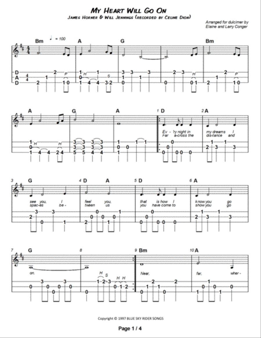 My Heart Will Go On (Love Theme from Titanic) Dulcimer scores gallery preview page 2