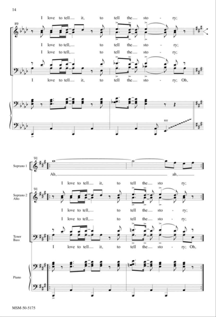 I Love to Tell the Story 4-Part scores gallery preview page 13