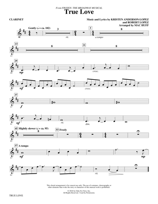 Book cover for True Love (from Frozen: the Broadway Musical) (Arr. Mac Huff) - Clarinet