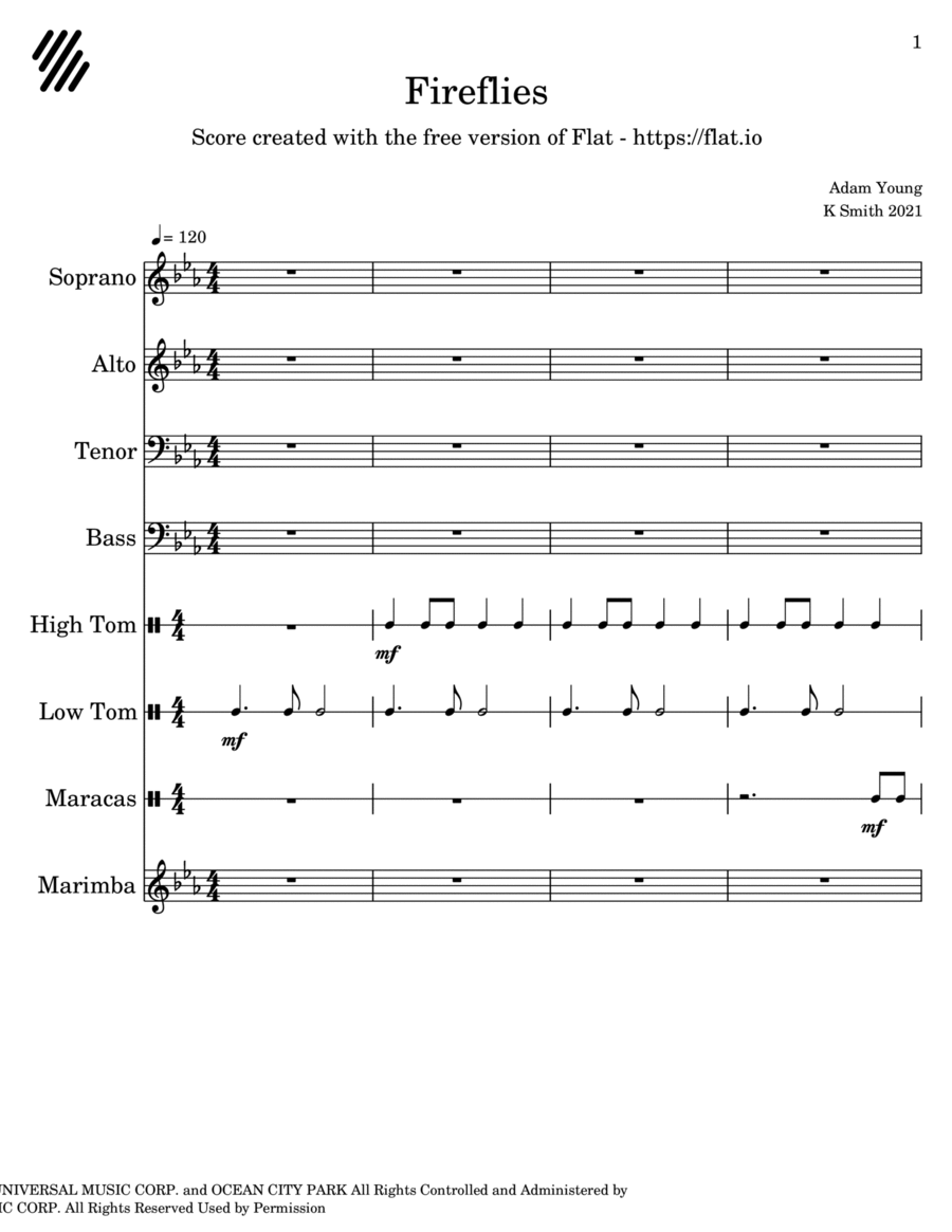 Fireflies 4-Part scores gallery preview page 1