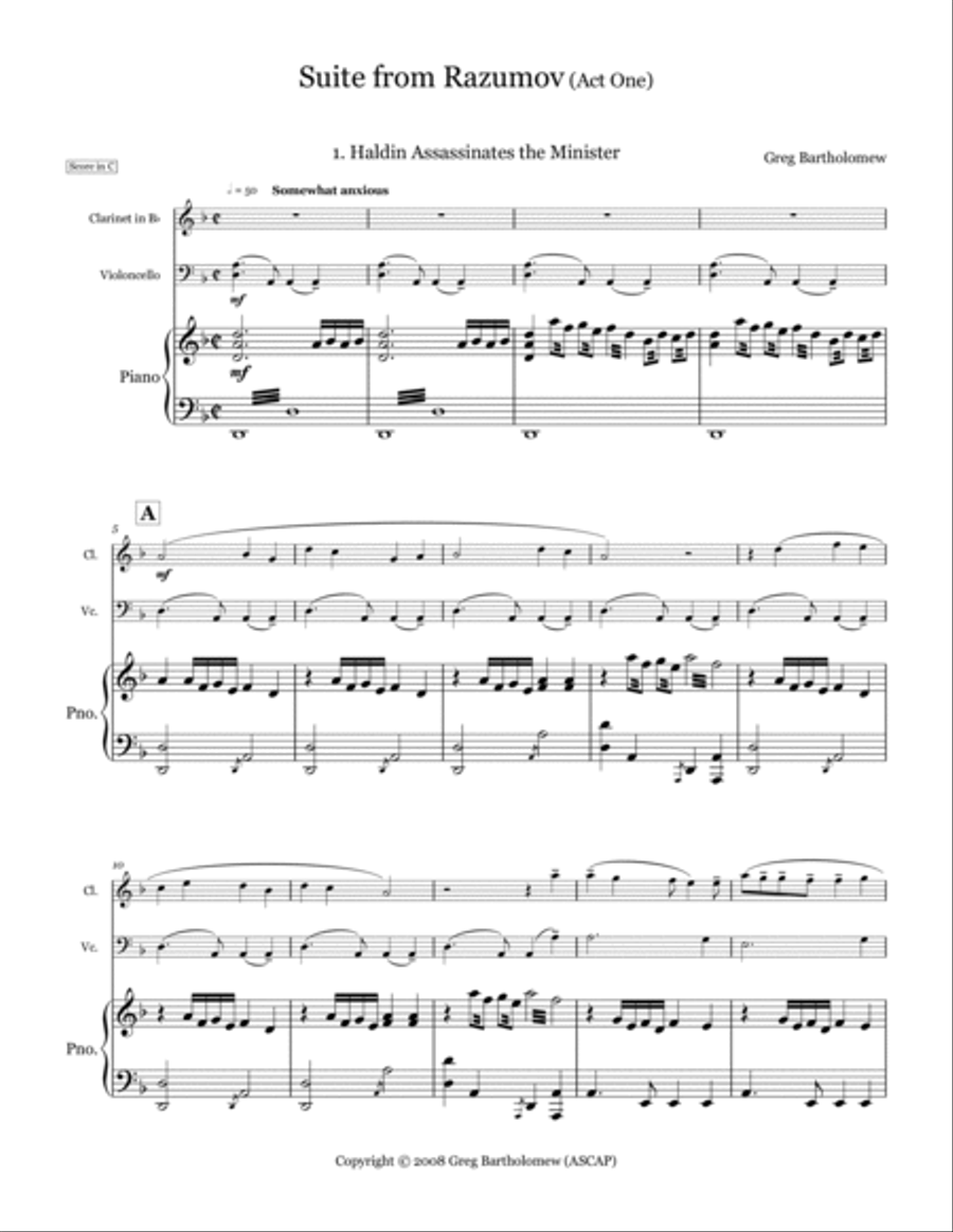 First Suite from Razumov for clarinet trio Clarinet Trio scores gallery preview page 3