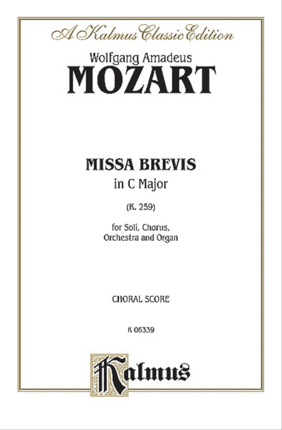 Missa Brevis in C Major, K. 259 4-Part scores gallery preview page 1