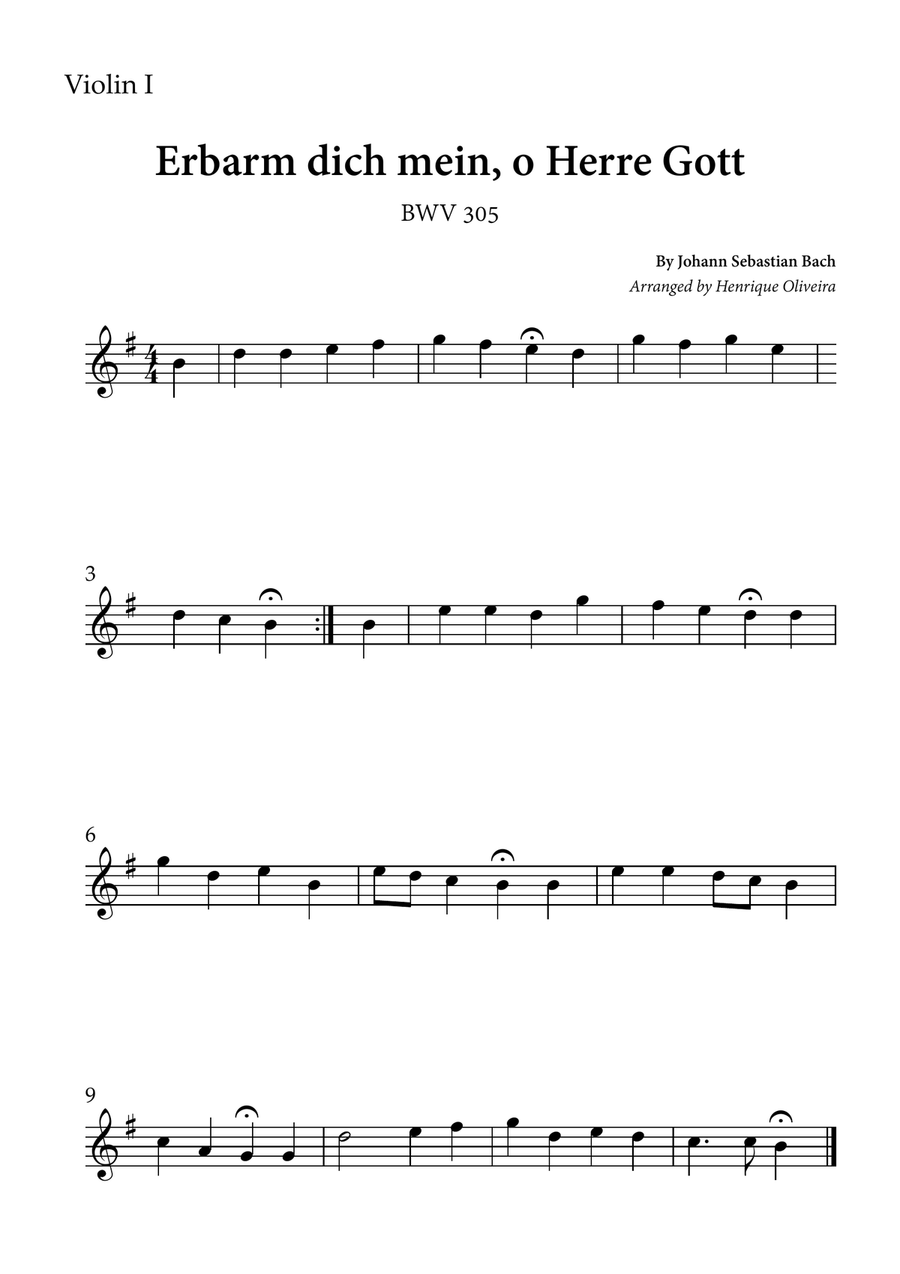 Erbarm dich mein, o Herre Gott (Violin Duet) - Johann S. Bach String Duet scores gallery preview page 2