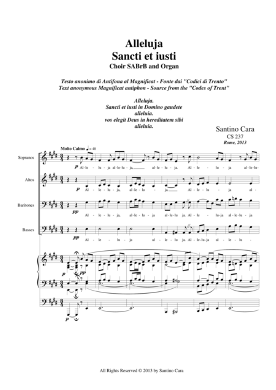 Alleluja. Sancti et iusti - Choir SABrB and organ Choir scores gallery preview page 1