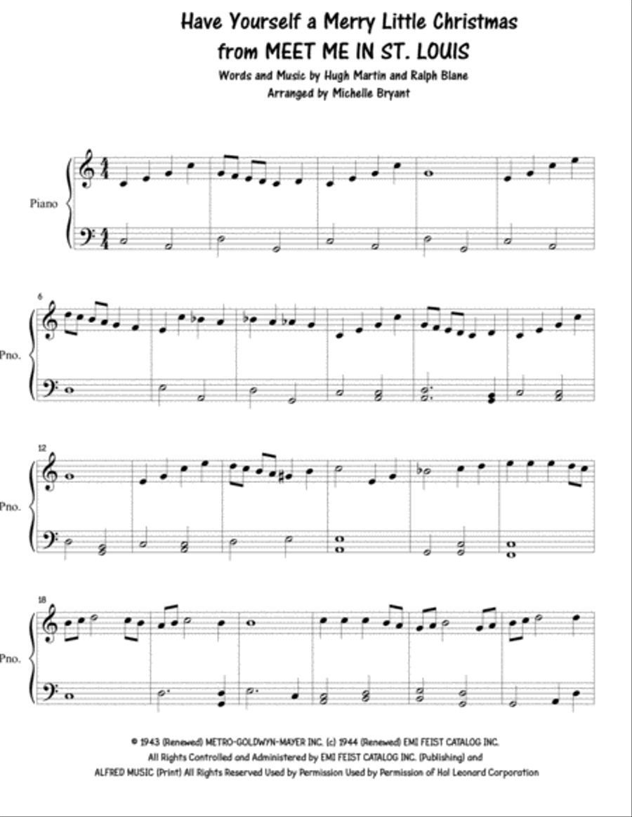 Have Yourself A Merry Little Christmas from MEET ME IN ST. LOUIS Easy Piano scores gallery preview page 1