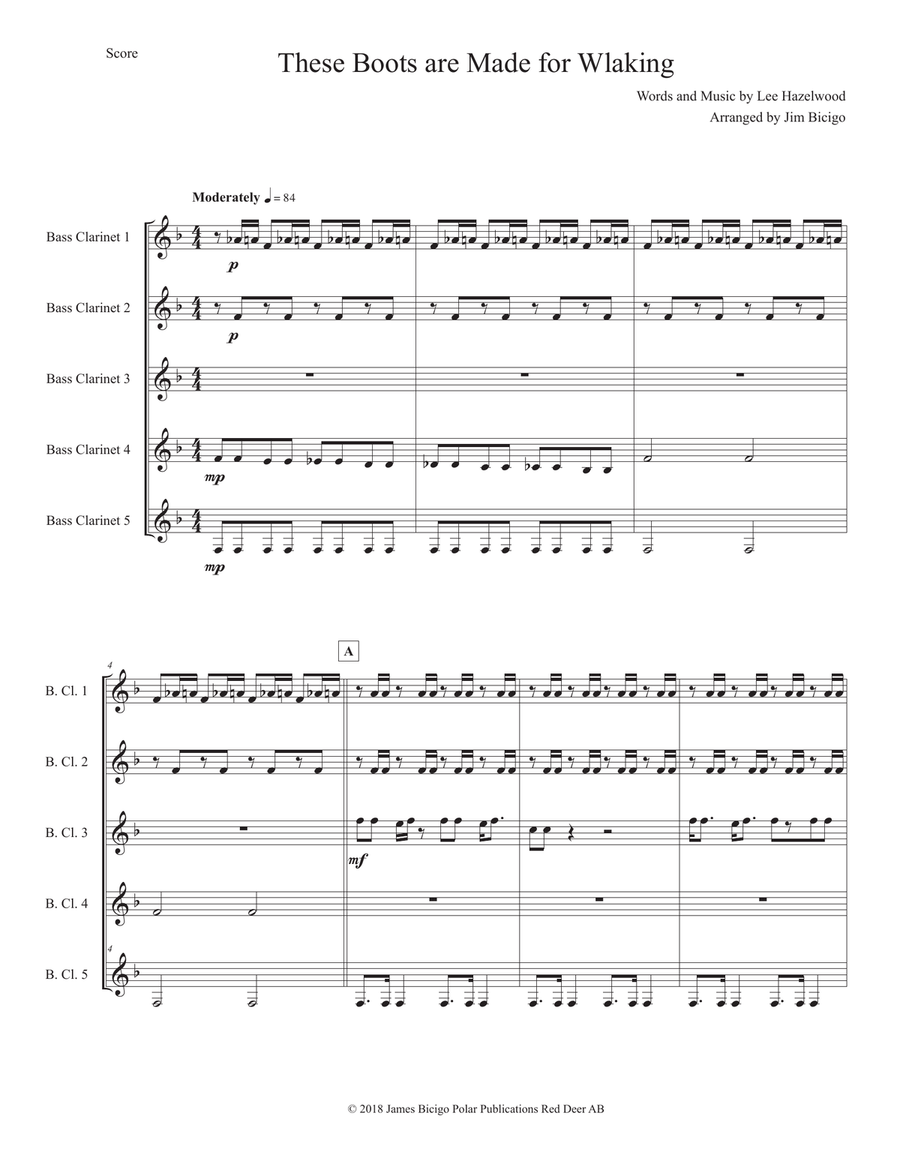 These Boots Are Made For Walkin' Woodwind Quintet scores gallery preview page 1