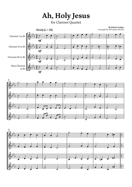 Ah, Holy Jesus (Clarinet Quartet) - Easter Hymn image number null