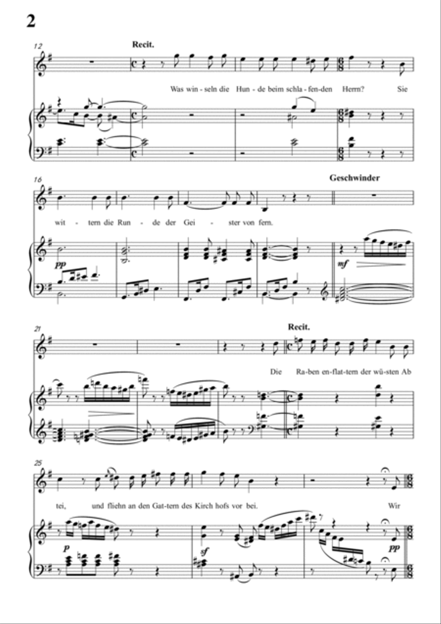Schubert-Der Geistertanz, in e minor,for Vocal and Piano Voice scores gallery preview page 3