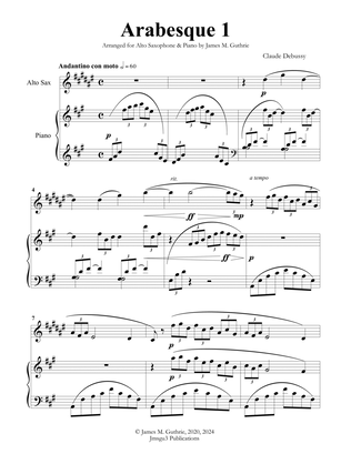 Book cover for Debussy: Arabesque 1 for Alto Sax & Piano
