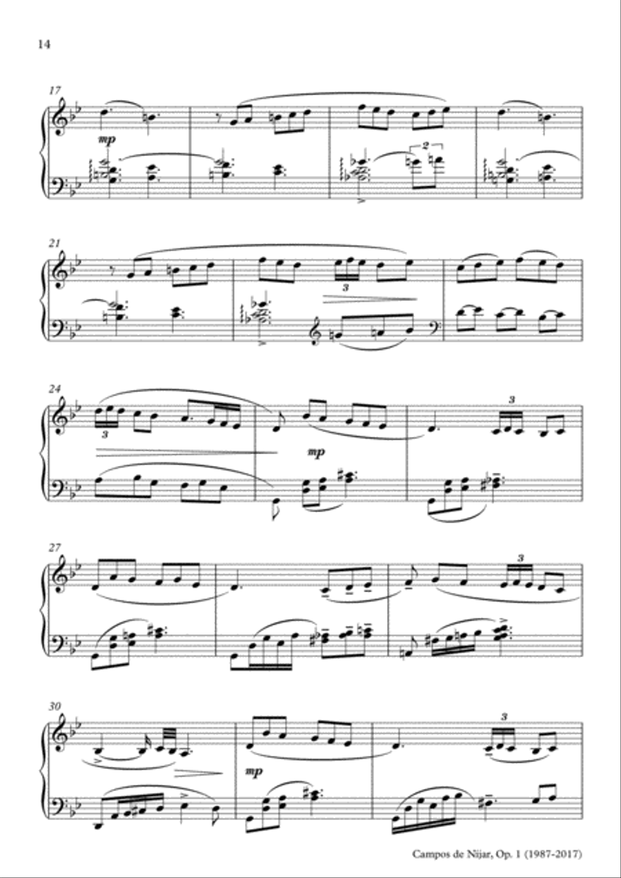 Campos de Níjar, Op.1 - III. El Retiro ('Al atardecer') (2017) Piano Solo scores gallery preview page 2