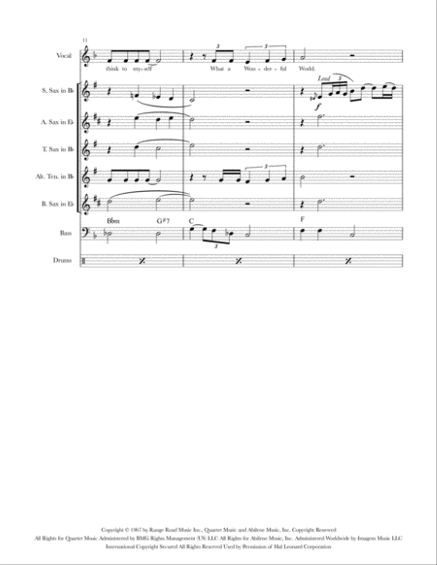 What A Wonderful World Saxophone Quartet scores gallery preview page 5