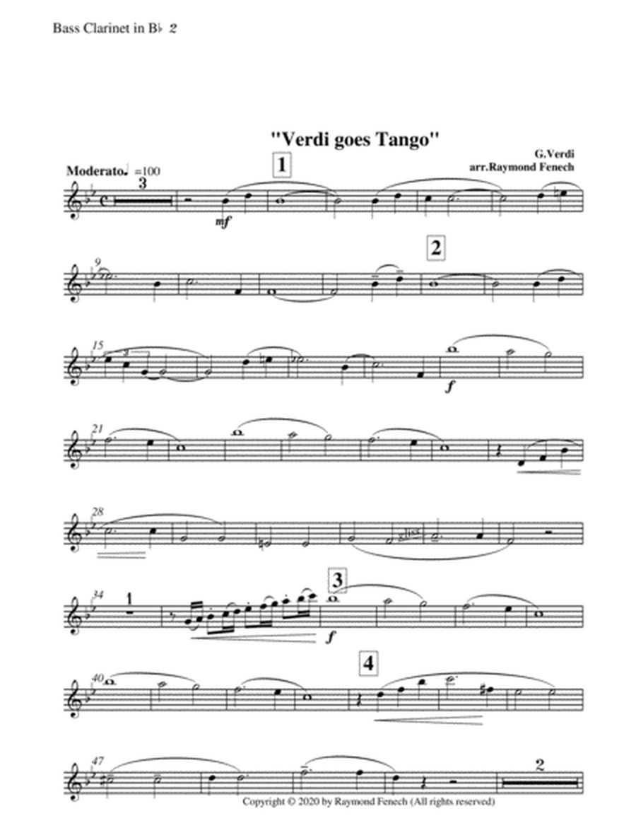 Verdi Goes Tango - G.Verdi - 2 Bass Clarinets, Piano and Drum Set image number null