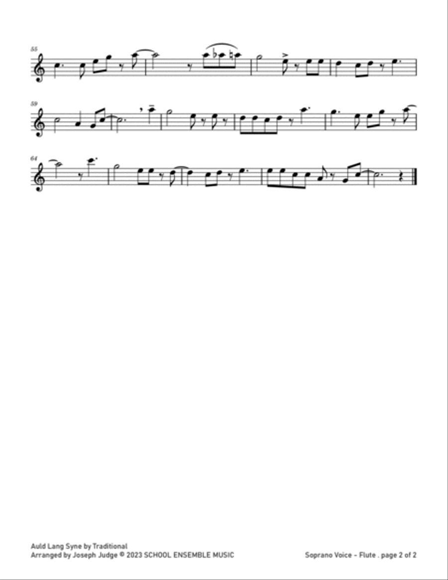 Auld Lang Syne for Woodwind Quartet in Schools Woodwind Quartet scores gallery preview page 6