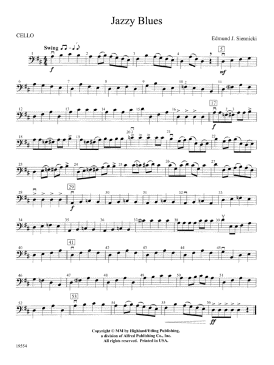 Jazzy Blues: Cello String Orchestra scores gallery preview page 1