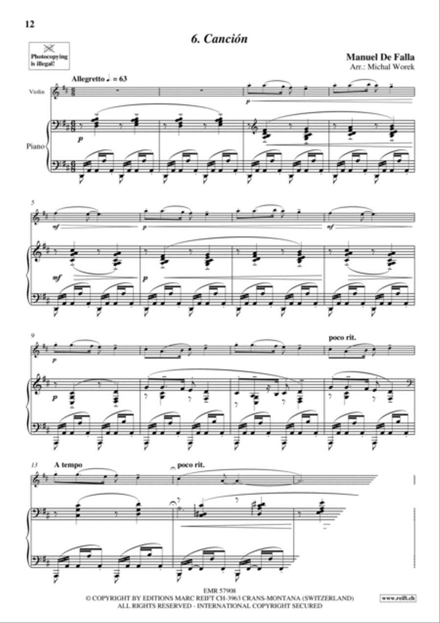 7 Popular Spanish Songs Violin Solo scores gallery preview page 9
