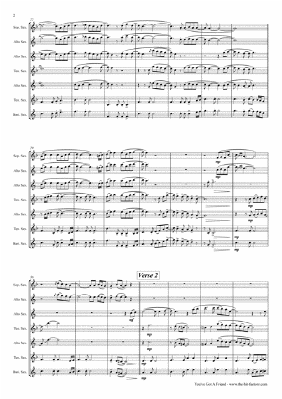 You've Got A Friend Woodwind Quartet scores gallery preview page 2