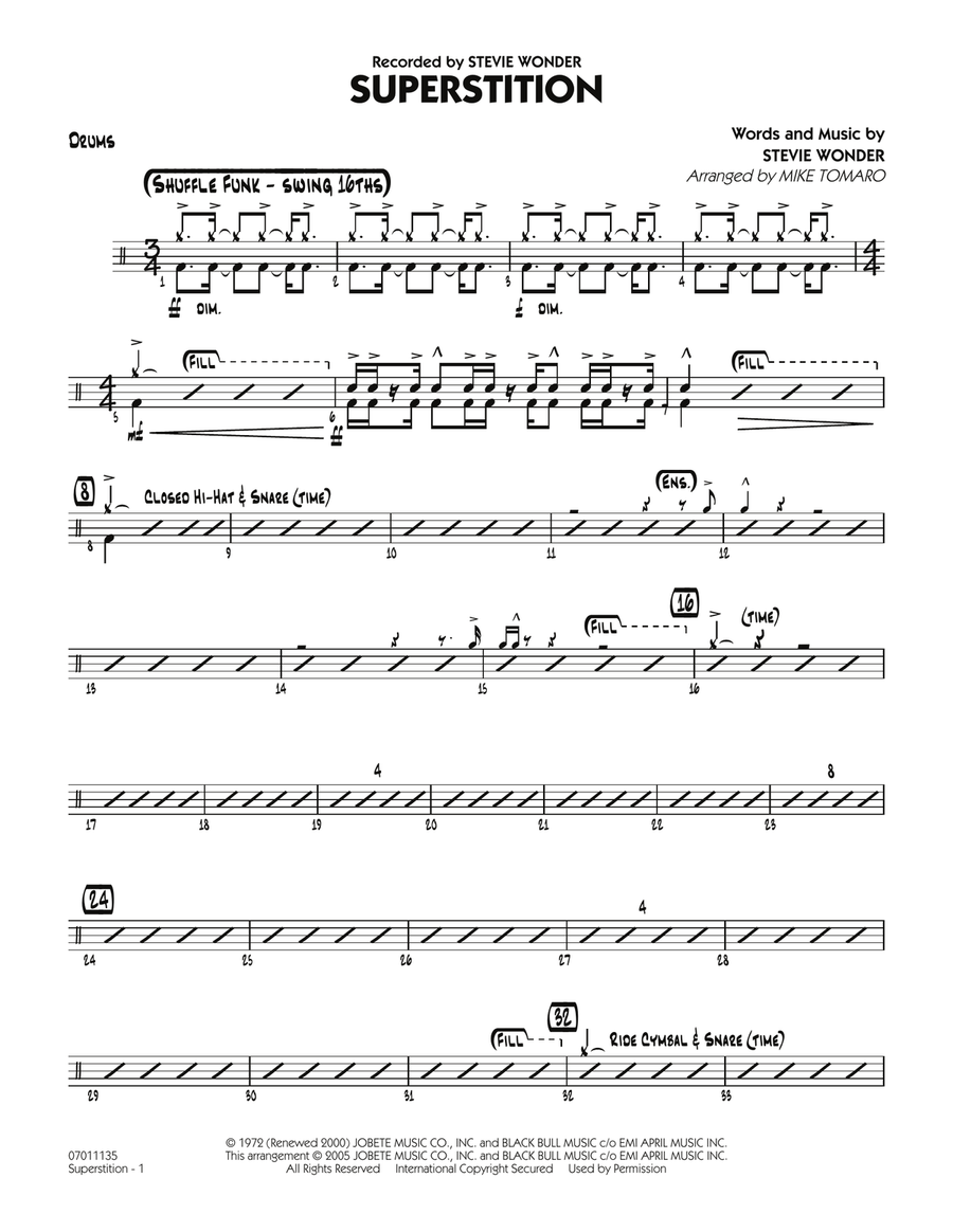 Superstition - Drums Jazz Ensemble scores gallery preview page 1