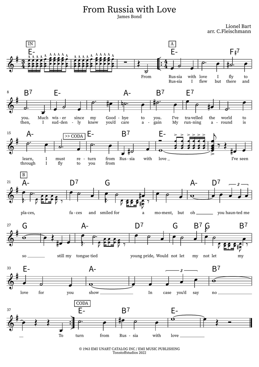 From Russia With Love Piano scores gallery preview page 1