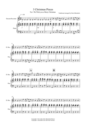 3 Easy Christmas Pieces for Recorder and Piano