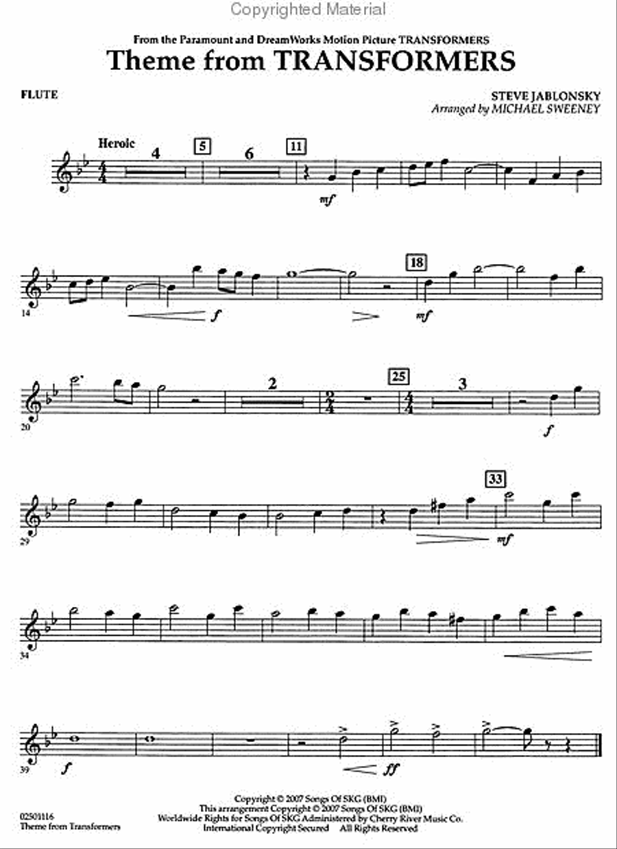 Theme from Transformers Concert Band scores gallery preview page 4