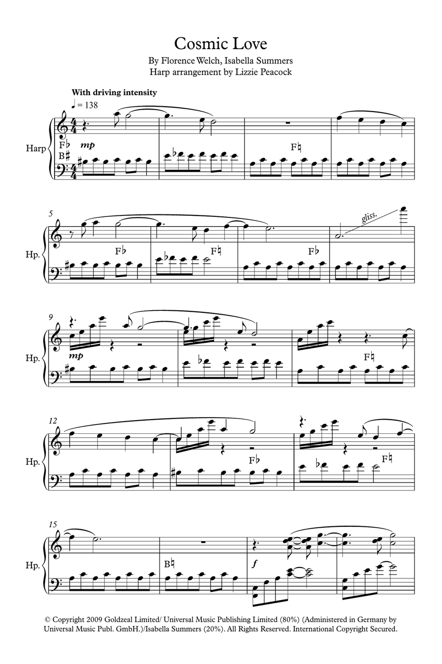 Cosmic Love Harp scores gallery preview page 1