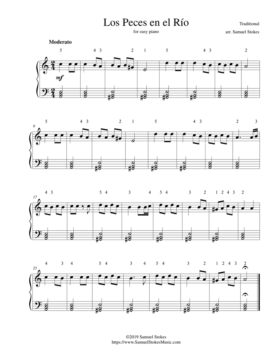 Los Peces en el Río (The Fish in the River) - for easy piano Easy Piano scores gallery preview page 1