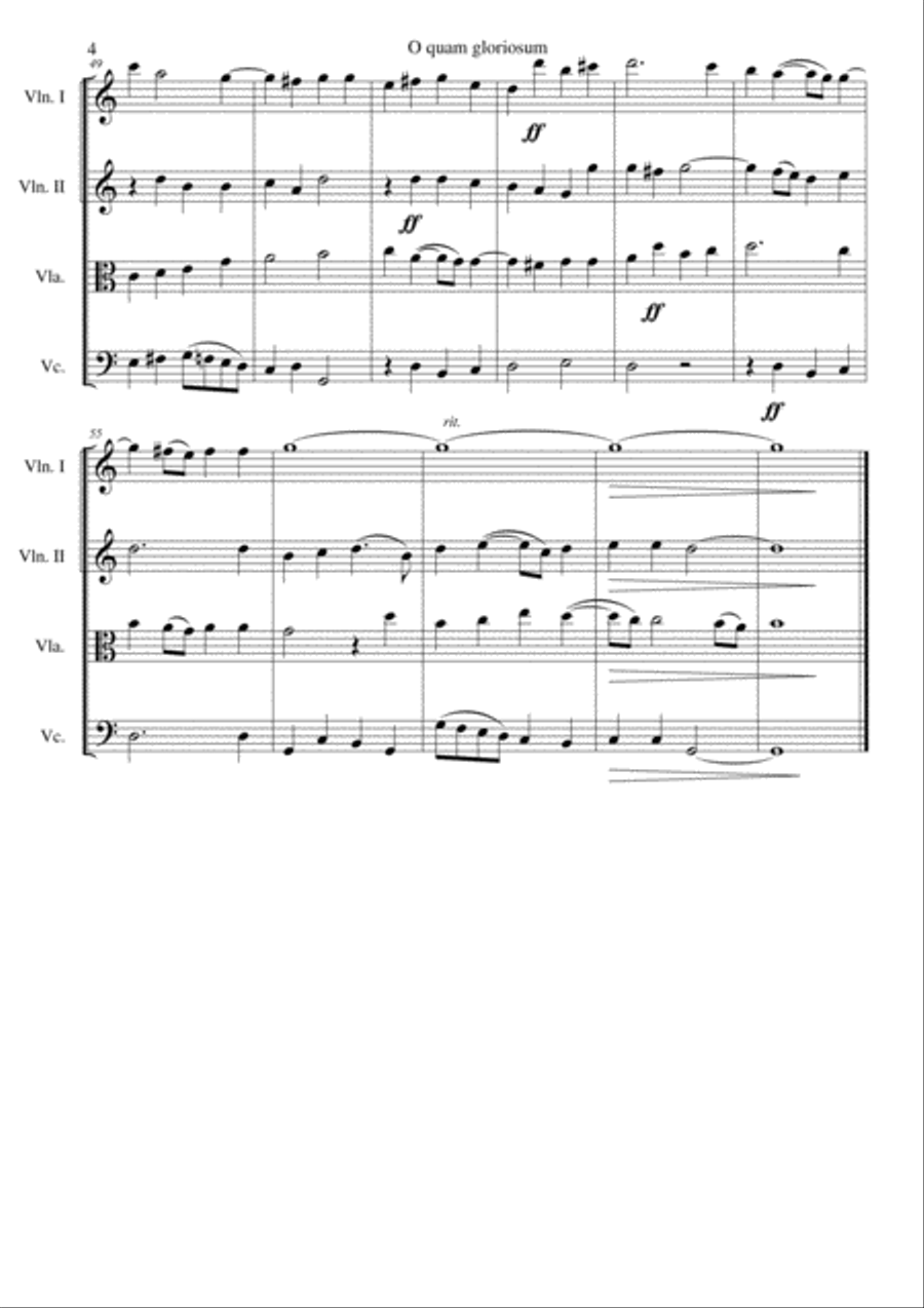 O quam gloriosum (Oh how glorious) for string quartet String Quartet scores gallery preview page 4