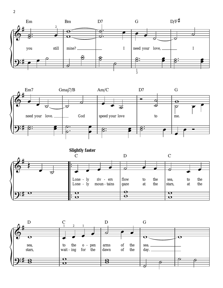 Unchained Melody Easy Piano scores gallery preview page 2