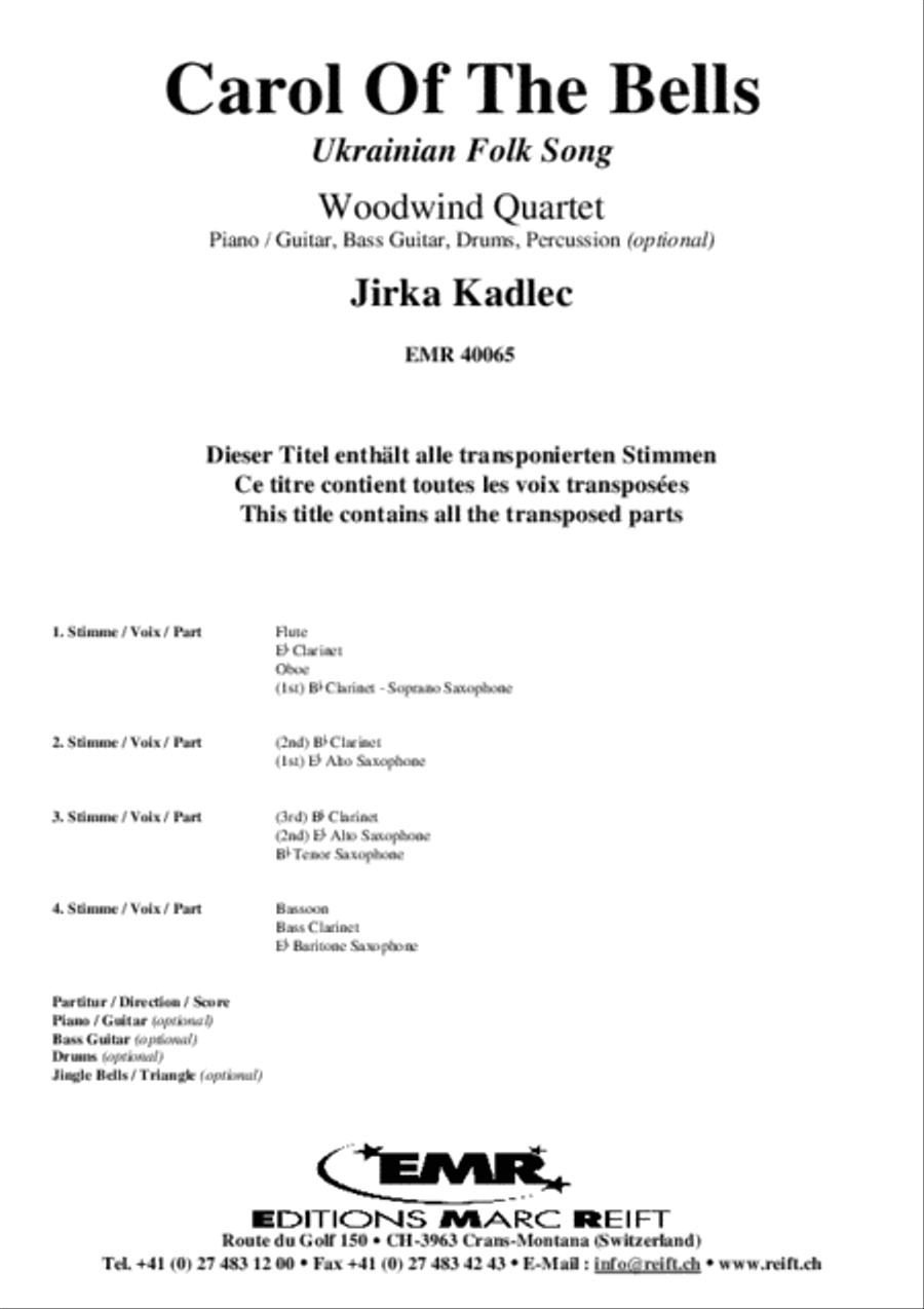 Carol Of The Bells Woodwind Quartet scores gallery preview page 2