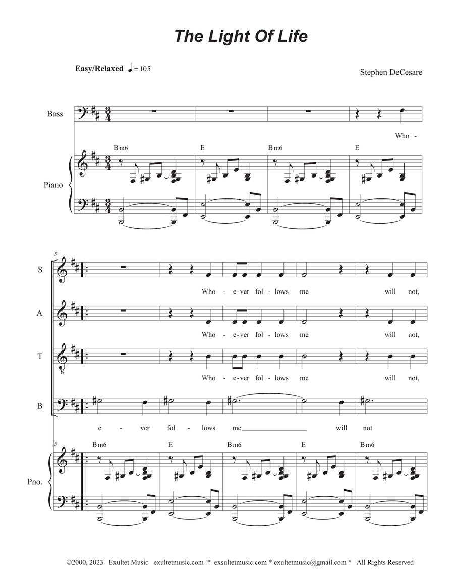The Light Of Life (Vocal Quartet - (SATB) 4-Part scores gallery preview page 1