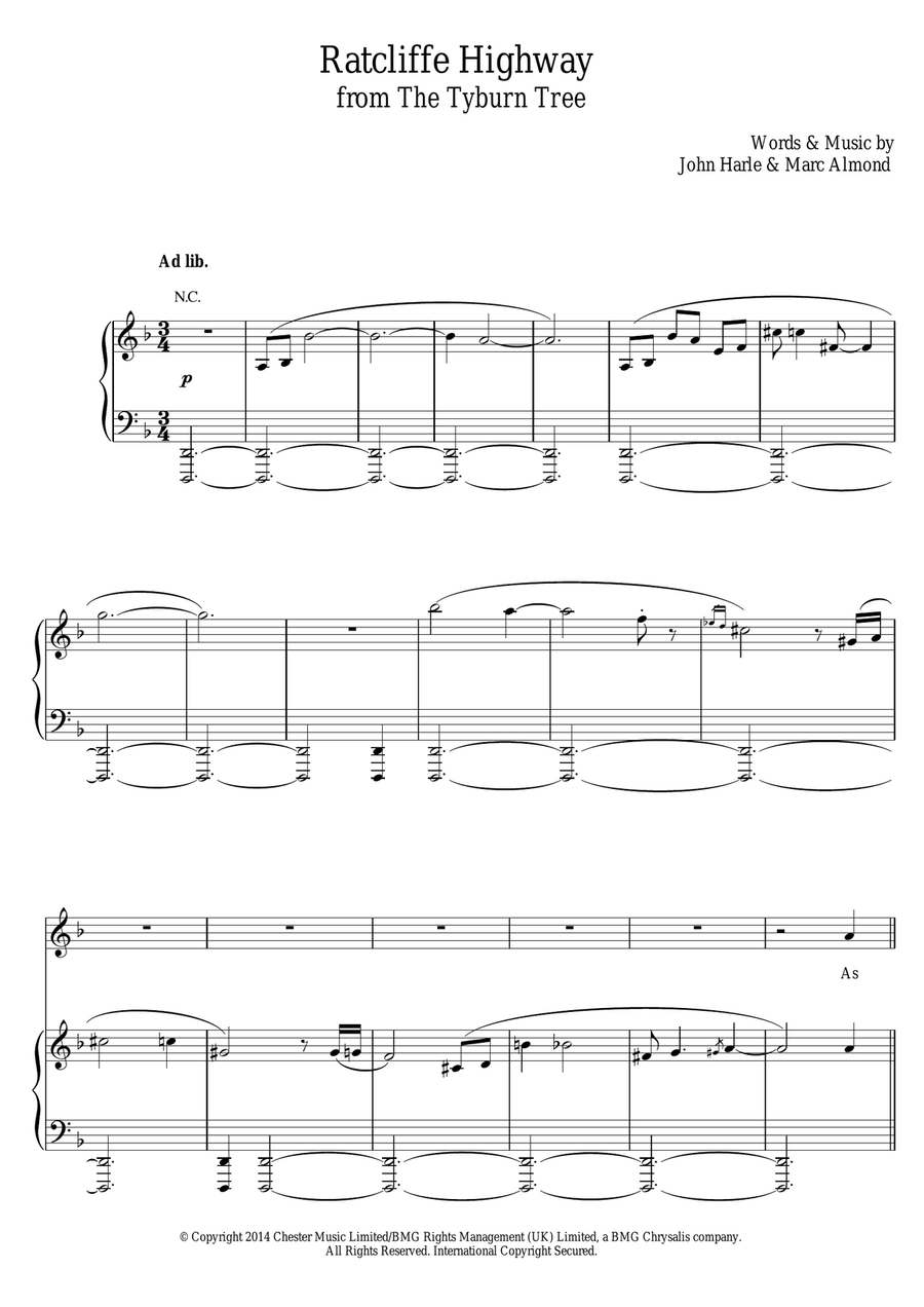 Ratcliffe Highway Piano, Vocal, Guitar scores gallery preview page 1