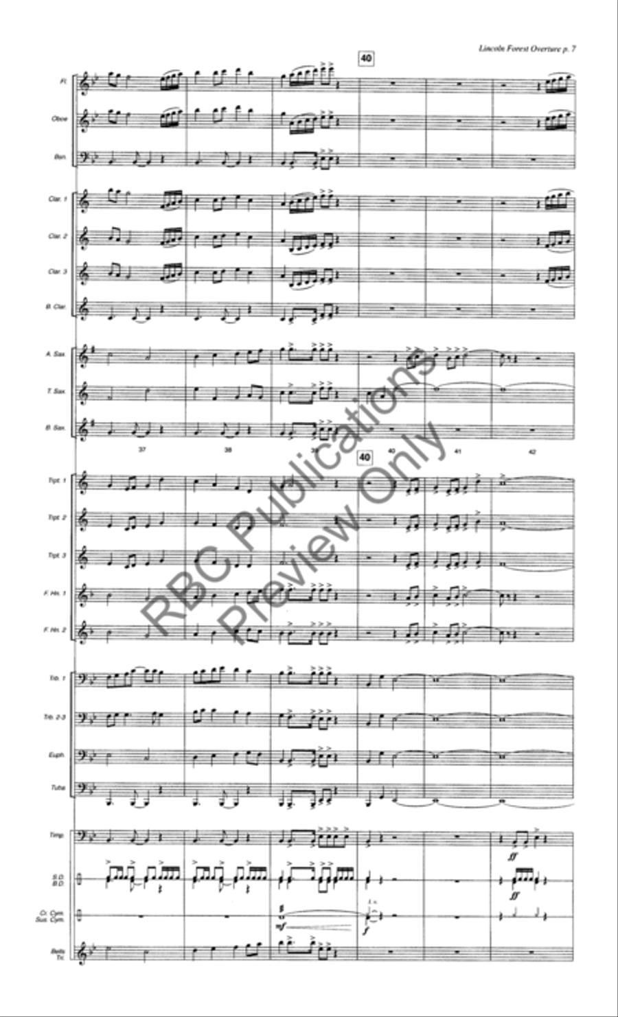 Lincoln Forest Overture (Score) Concert Band scores gallery preview page 10