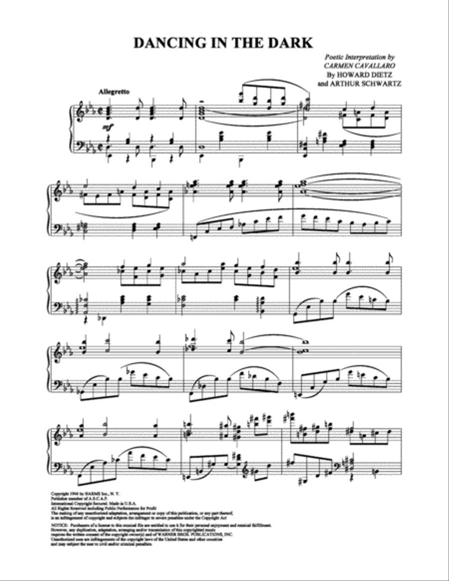 Dancing in the Dark Dancing in the Dark Piano Solo scores gallery preview page 1