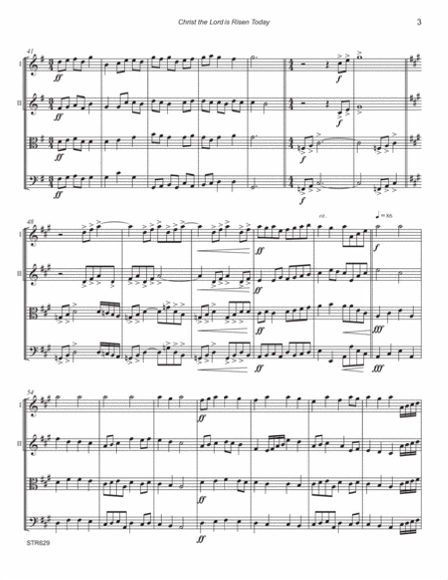 CHRIST THE LORD IS RISEN TODAY - String Quartet (Grade 3+) String Quartet scores gallery preview page 3