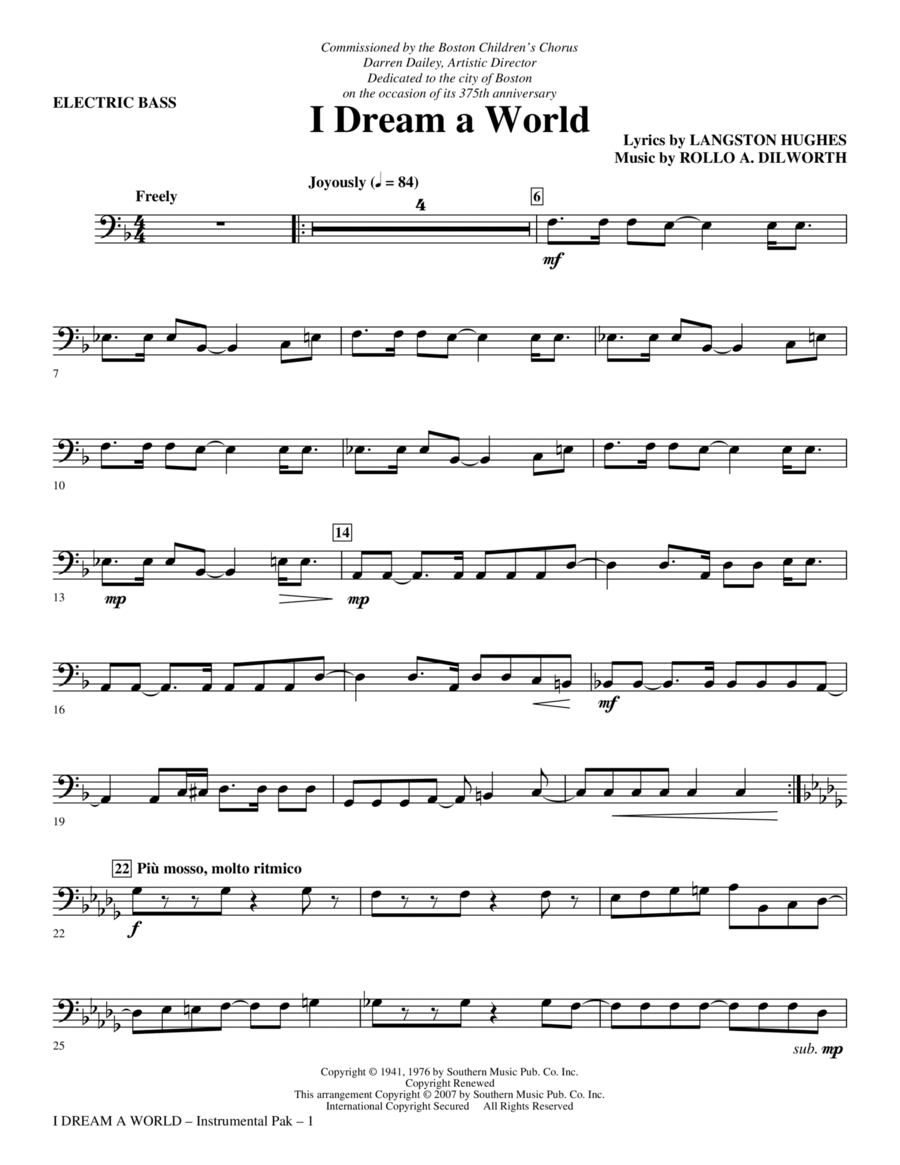 I Dream A World (from Trilogy Of Dreams) - Electric Bass Choir scores gallery preview page 1