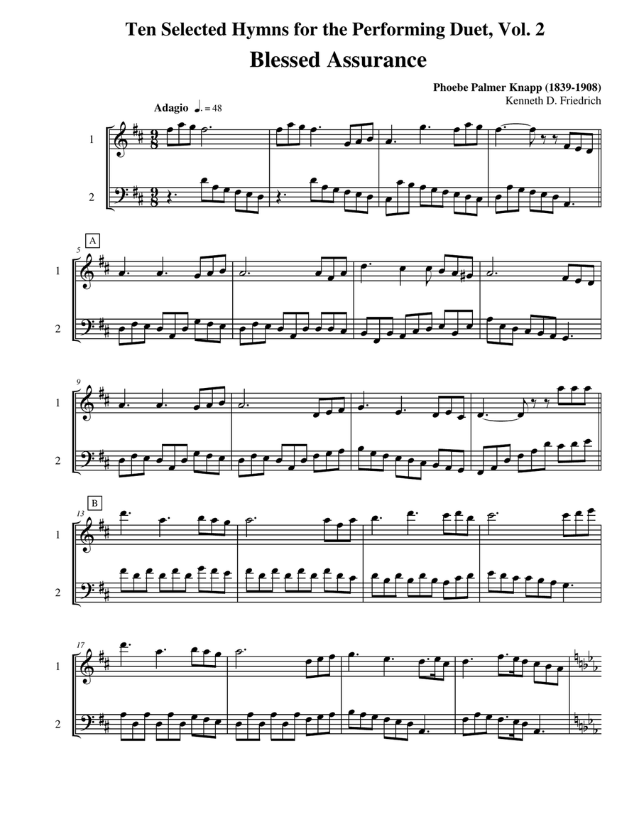 Ten Selected Hymns for the Performing Duet, Vol. 2 - violin and cello String Duet scores gallery preview page 1