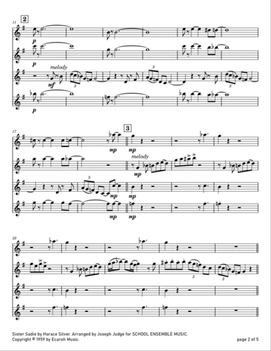 Sister Sadie Sister Sadie Clarinet Quartet scores gallery preview page 2