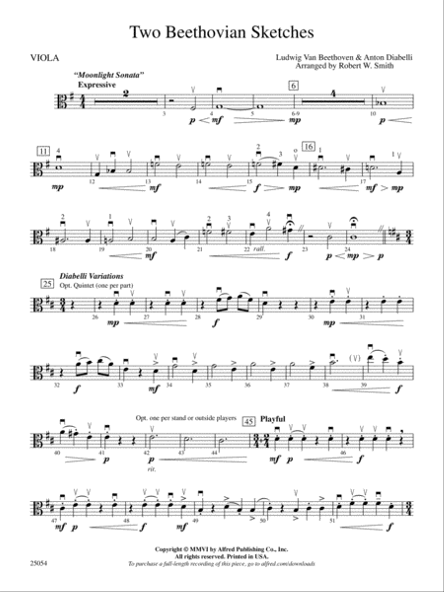 Two Beethovian Sketches: Viola String Orchestra scores gallery preview page 1