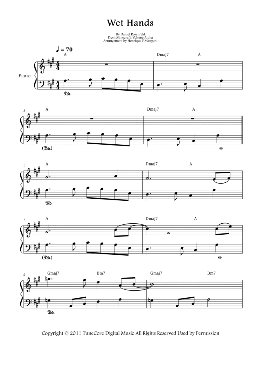 Wet hands 2025 easy piano