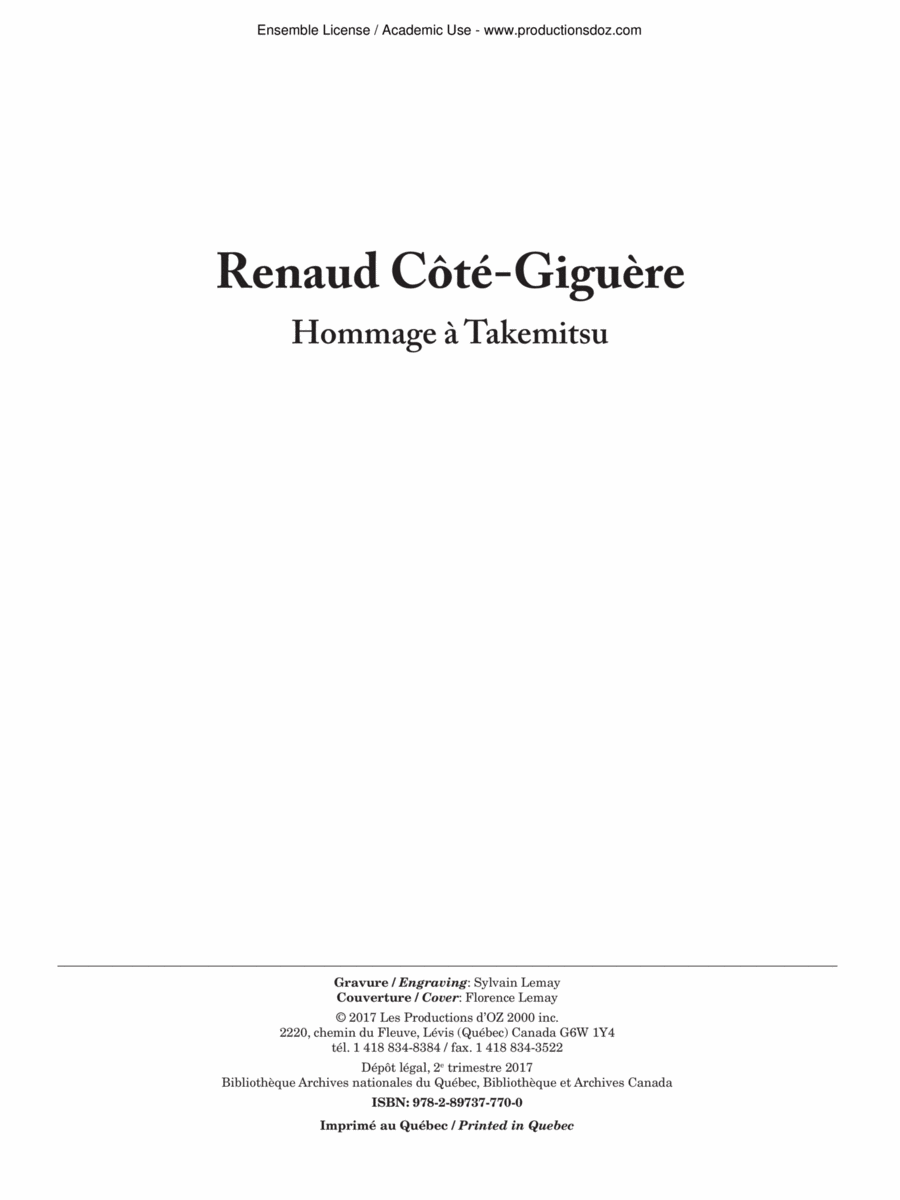Hommage à Takemitsu Hommage à Takemitsu Classical Guitar scores gallery preview page 1