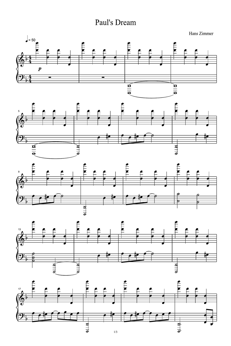 Paul's Dream Piano Solo scores gallery preview page 1