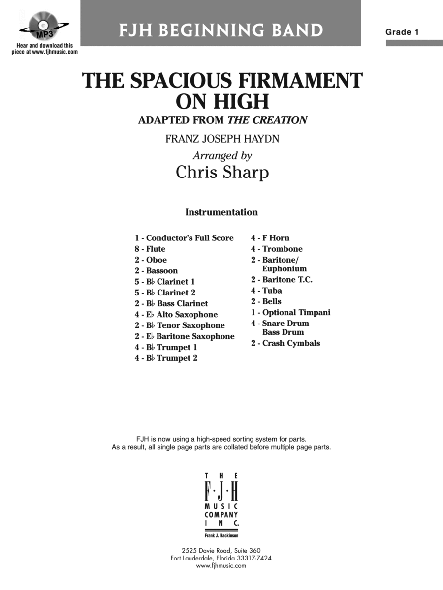 The Spacious Firmament on High: Score