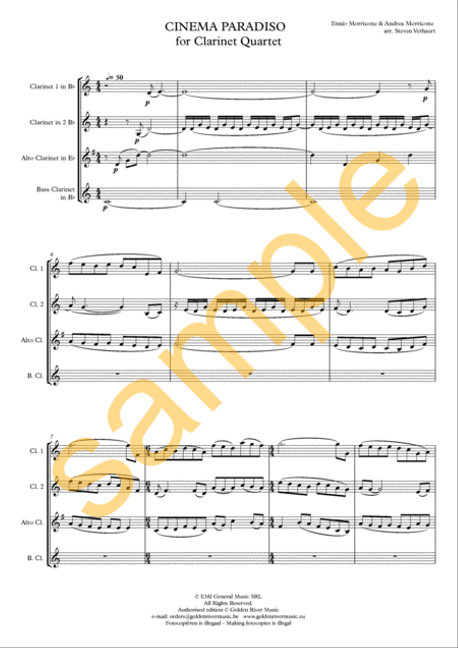 Cinema Paradiso - clarinet quartet Clarinet Quartet scores gallery preview page 2