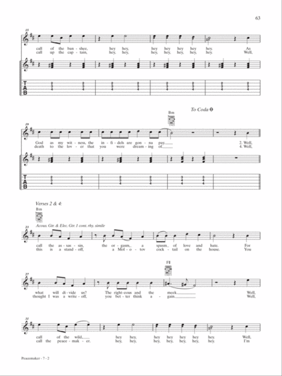 Peacemaker Guitar Tablature scores gallery preview page 2